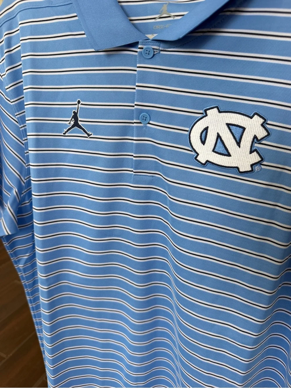 NWT Jordan UNC North Carolina Tar Heels Primetime Victory Striped Polo Men’s XL